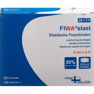 FIWA elastic fixation 6cmx4m white individually packaged in CELLUX 20 pcs