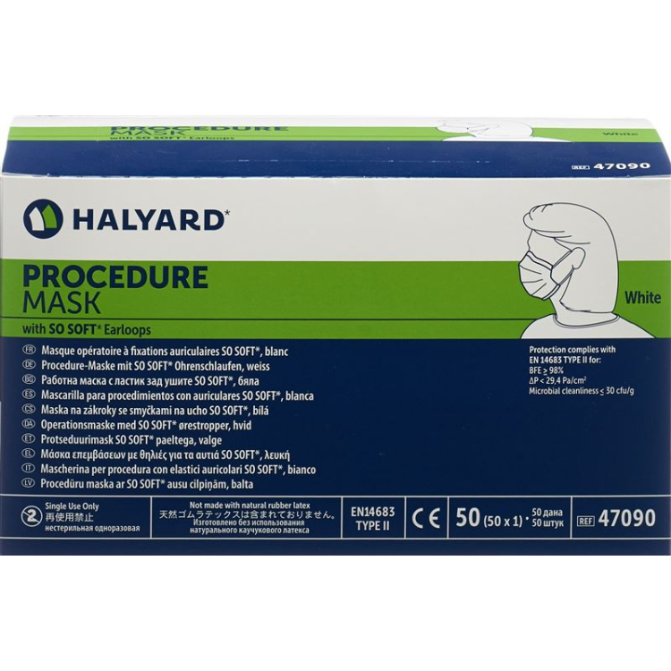 Halyard maskası tibb bacısı ağ tip II 50 ədəd