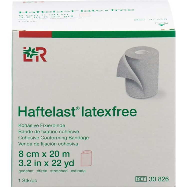 Haftelast latexvrij cohesief fixatiezwachtel 8cmx20m creme