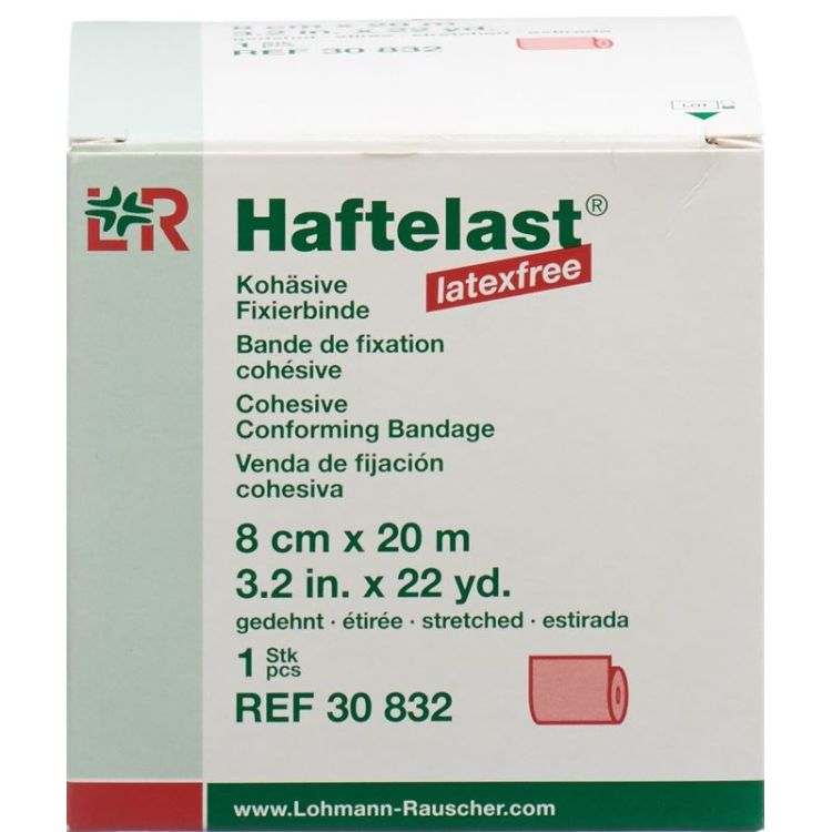 Haftelast venda de fijación cohesiva sin látex 8cmx20m roja 6uds