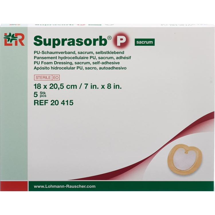 Suprasorb P skumblanding 18x20,5cm sacrum selvklebende 5 stk.