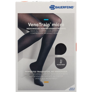 VenoTrain MICRO A-G KKL2 S plus / long closed toe black adhesive tape tufts 1 pair