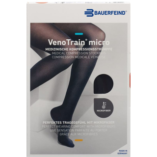 VenoTrain MICRO A-G KKL2 M plus / long closed toe black adhesive tape tufts 1 pair