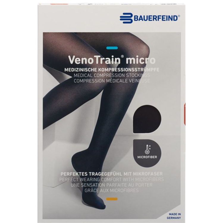 VenoTrain MICRO A-G KKL2 S plus / long open toe black adhesive tape tufts 1 pair