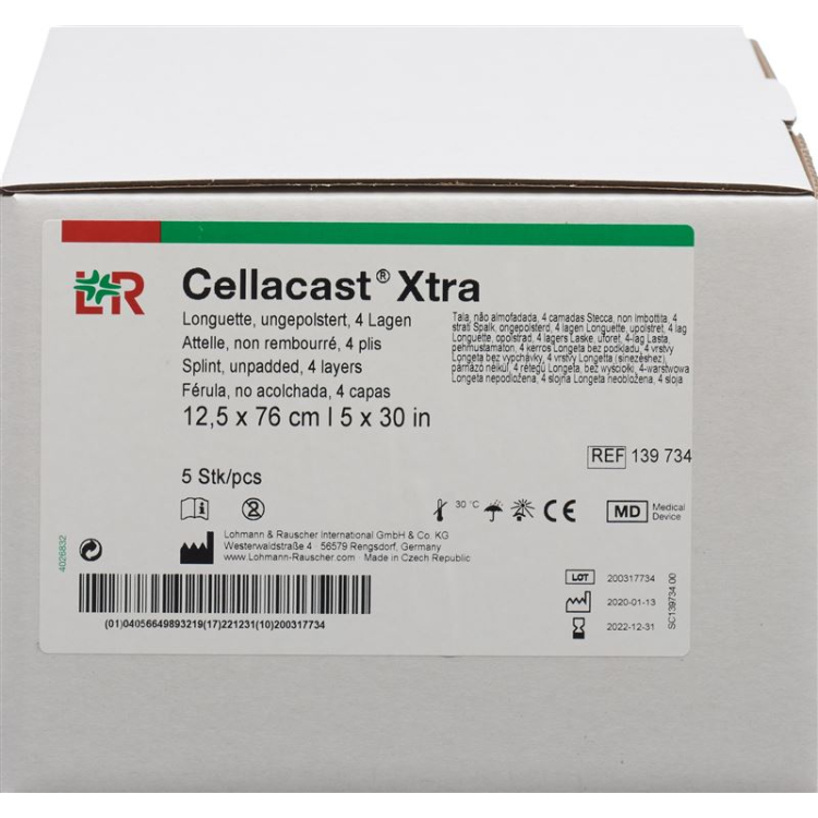 Cellacast Xtra longuettes 12.5cmx76cm finished section unpadded 5 pcs