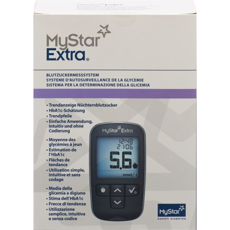 Sistema de monitoramento de glicose no sangue MyStar Extra Kit