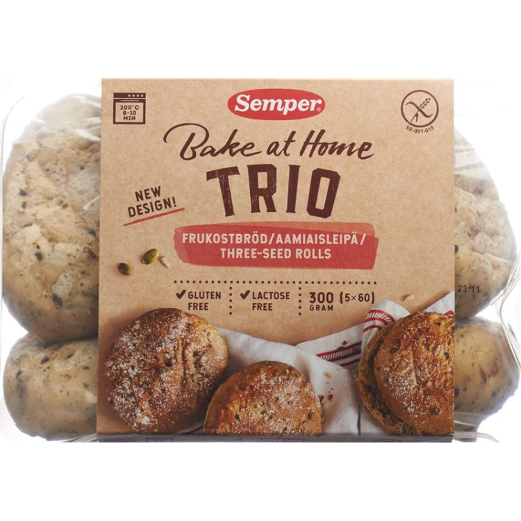 Semper Trio Glutenvrije Driekernige Rolletjes 5 x 60 g