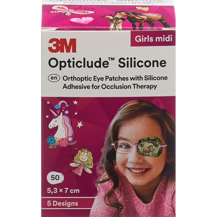 3M Opticlude சிலிகான் ஆஜென்வெர்பேண்ட் 5.3x7cm மிடி கேர்ள்ஸ் 50 Stk