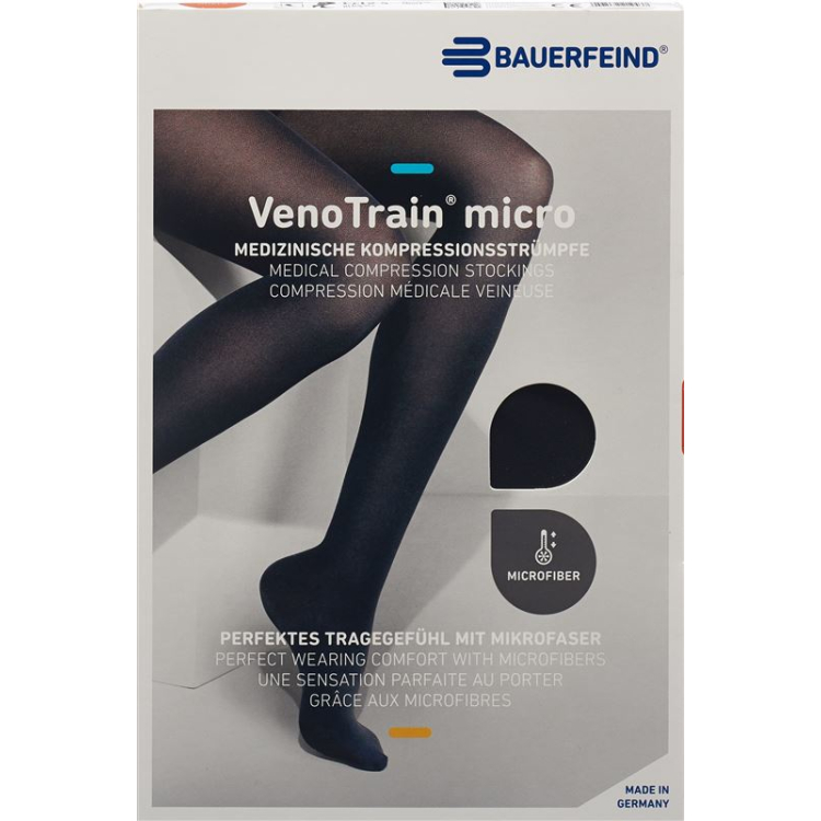 VenoTrain MICRO A-G KKL2 normal L / short open toe black adhesive tape tufts 1 pair