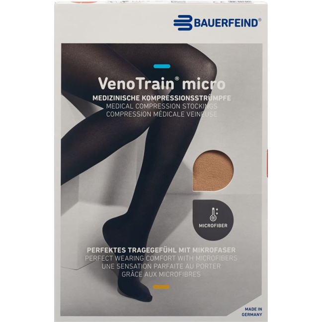 VenoTrain MICRO A-G KKL2 S plus / short closed toe cream adhesive tape tufts 1 pair