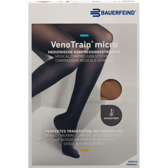 VenoTrain MICRO A-G KKL2 S plus / long closed toe caramel adhesive tape tufts 1 pair