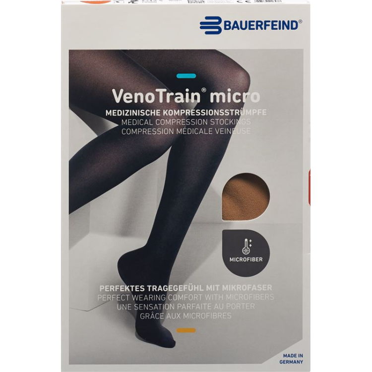 VenoTrain MICRO A-G KKL2 L plus / long open toe caramel adhesive tape tufts 1 pair