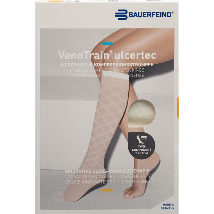 VenoTrain ulcertec sub stockings STRONG A-D XS normal / short closed toe white