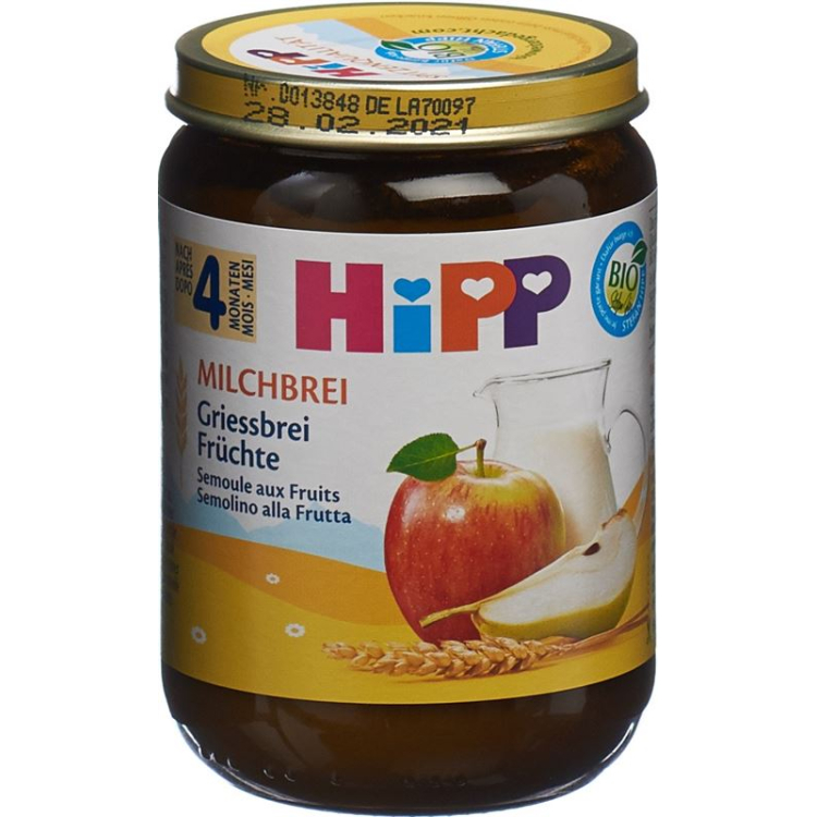 Hipp melkpap griesmeelpap vruchten 190 g