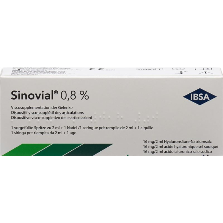 Sinovial Inj Lös 0.8 % Fertspr 2 ml