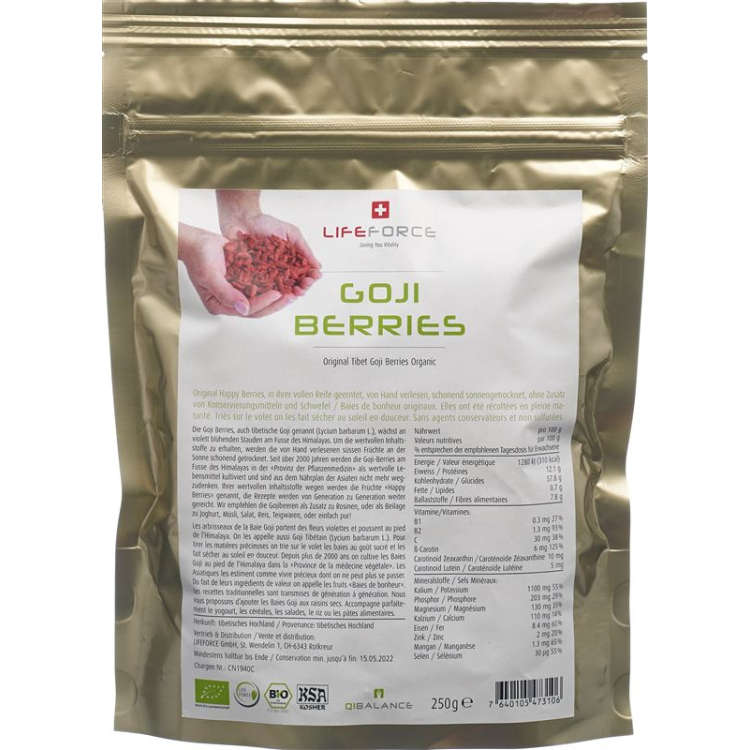 Qibalance Bayas de Goji secas ecológicas bolsa 250 g