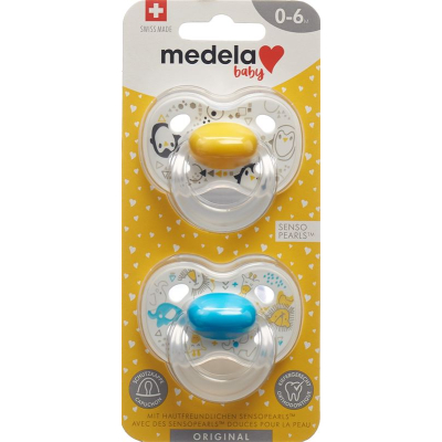 Medela baby nuggi original 0-6 gelb blau 2 stk