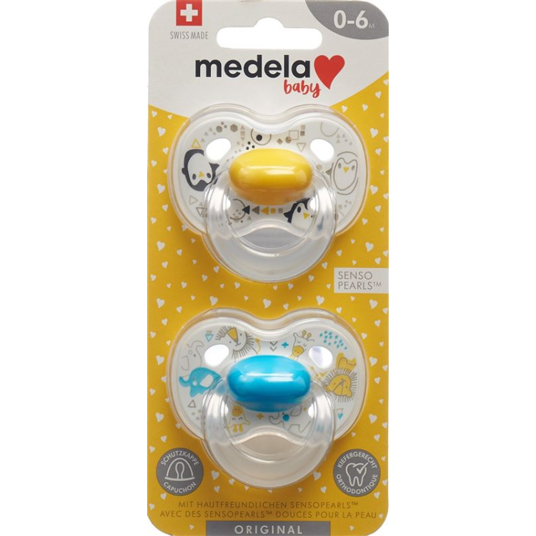 Medela Baby Nuggi Օրիգինալ 0-6 Gelb Blau 2 Stk