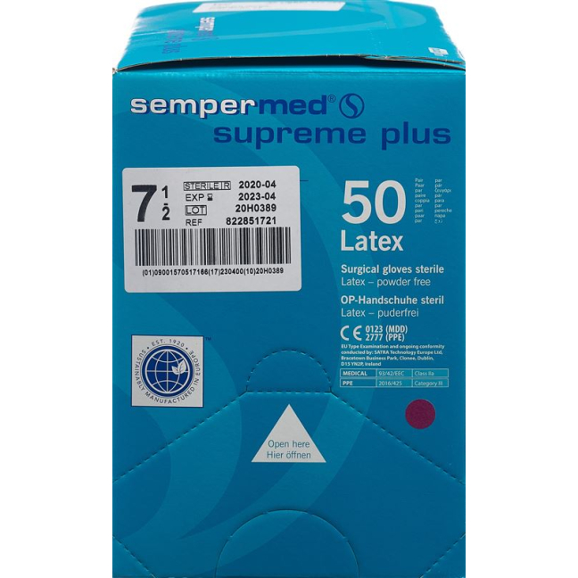 Sempermed Supreme Plus OP Handschuhe 7.5 steril 50 Paar