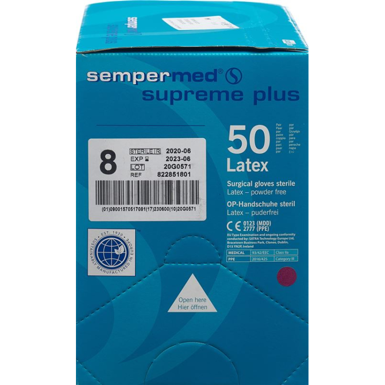 Sempermed Supreme Plus OP Handschuhe 8 معقم 50 Paar