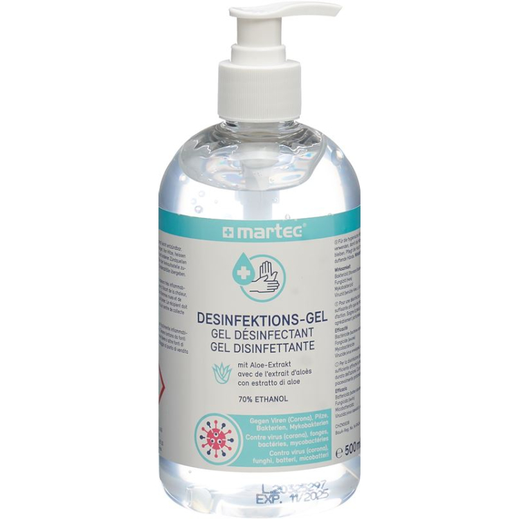 martec Hände-Desinfektions-Gel mit Pumpe 500 ml