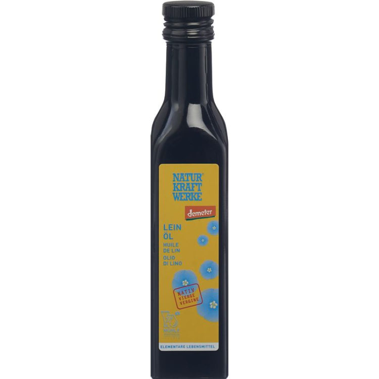 NaturKraftWerke olio di lino nativo Demeter 4 x 100 ml