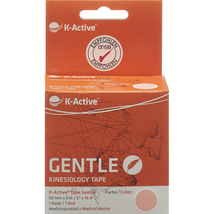 K-Active Kinesiology Tape Gentle 5cmx5m beige gevoelig