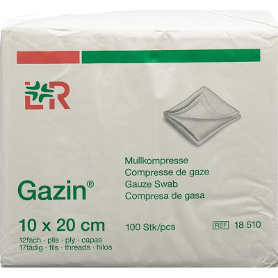 Gazin mullkompressen 10x20cm 12-fach/17-fädig ohne rk 100 stk