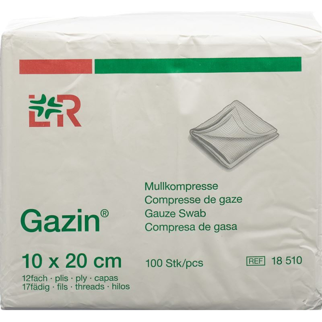 GAZIN Mullkcompressen 10x20cm 12f/17f o RK