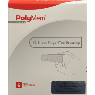 PolyMem Finger/ Zehenverband silver M No.2 6 Stk