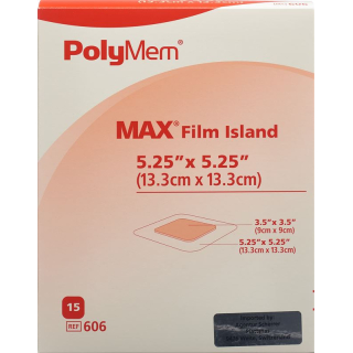 PolyMem Adhesive wound dressing 13.3x13.3cm max film sterile 15 pcs