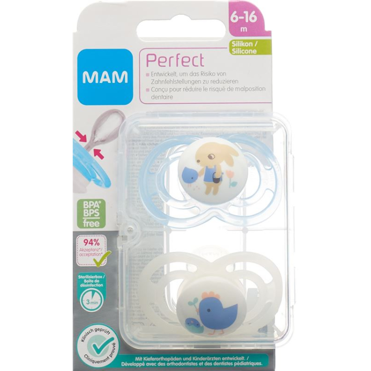 MAM Perfect Nuggi Silikon 6-16m berniukas