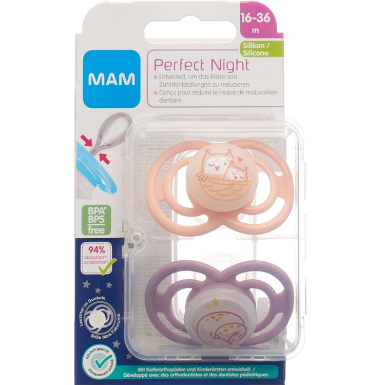 MAM Perfect Night Nuggi Silikon 16-36m Menina