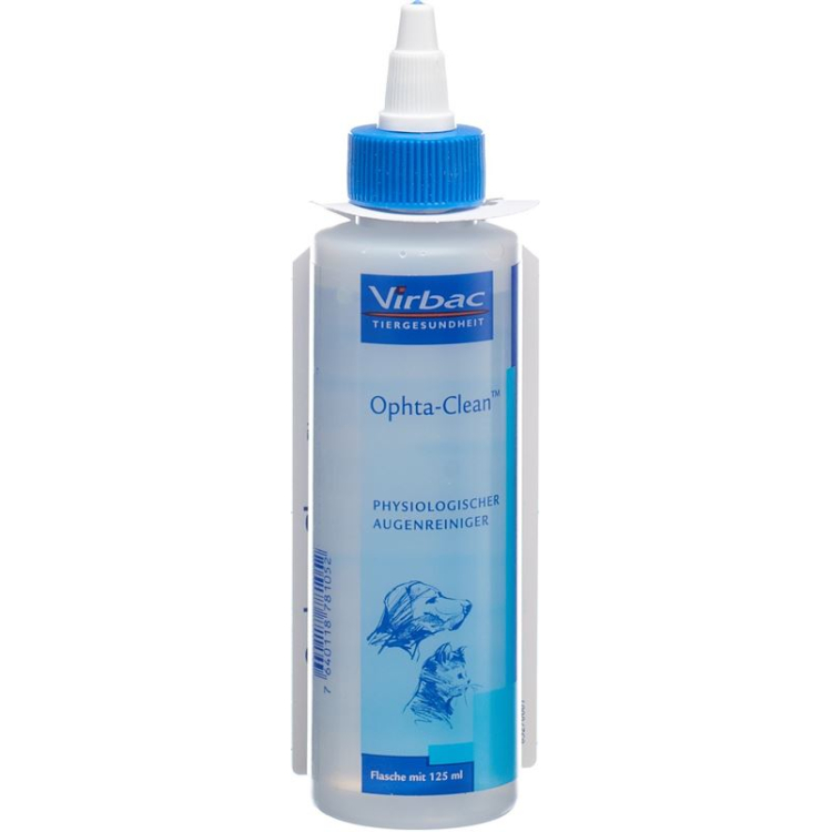 Ophta Clean ដំណោះស្រាយសរីរវិទ្យាសម្រាប់សត្វឆ្កែ/ឆ្មា ដប 125 មីលីលីត្រ