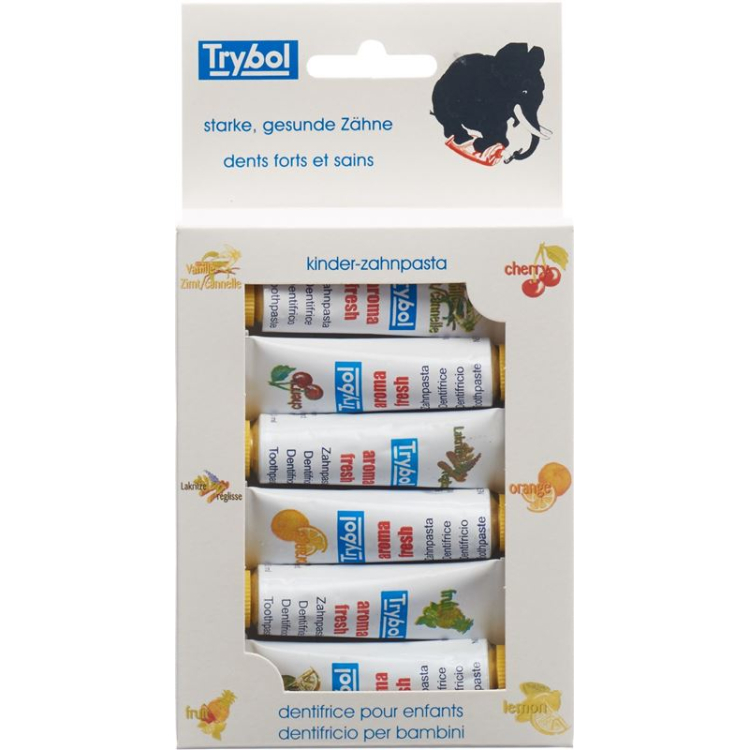 Trybol 어린 이용 치약 맛 모듬 6 Tb 8 ml