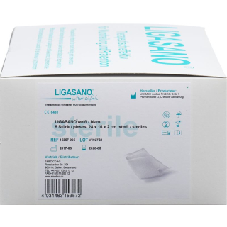 Ligasano skum kompresser 24x16x2cm steril 5 stk