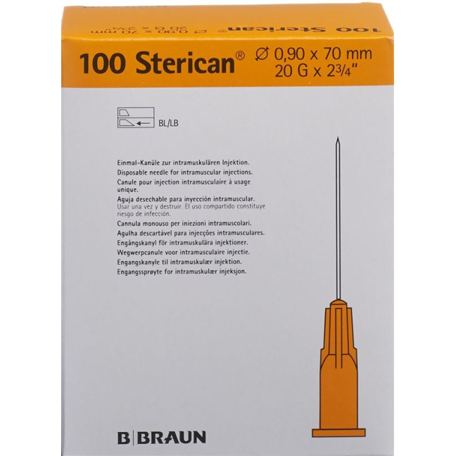 Sterican Nadel 20G 0,90 x 70 mm gelb Luer 100 Stk