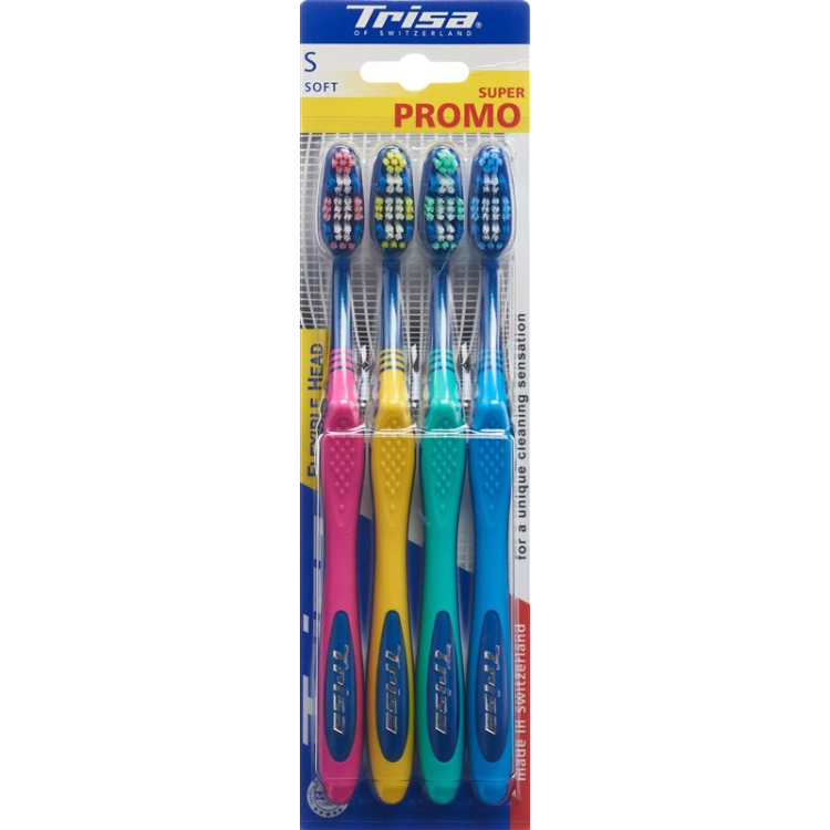 Escova de dentes de cabeça flexível Trisa Quattro soft