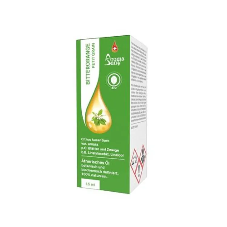 Aromasan keserűnarancs petitgrain bigarade Äth / olaj dobozokban Bio 15ml