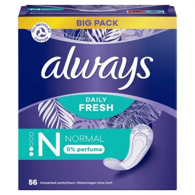 Әрқашан Panty Liner хош иіссіз қалыпты жағдай 56 дана