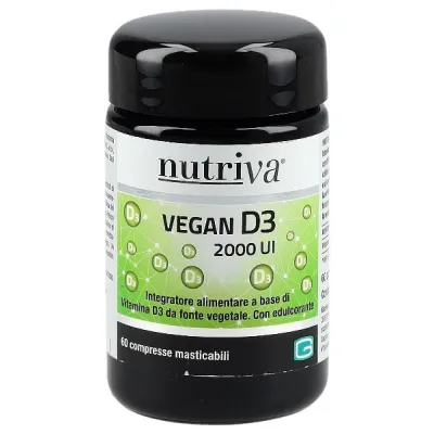 Nutriva טבעוני D3 טבליות לעיסה 2000 I.U. 60 חלקים