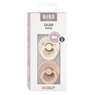 Bibs Color Latex Round 6-12M Ivory Blush 2 հատ