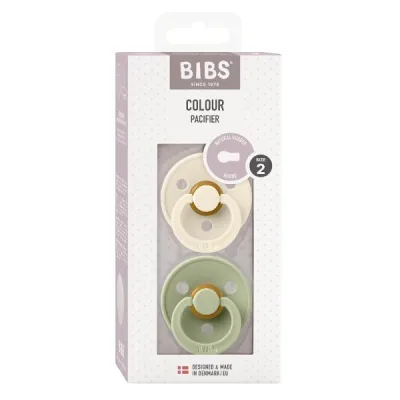 Bibs Color Latex Round 6-12M Ivory Sage 2 հատ
