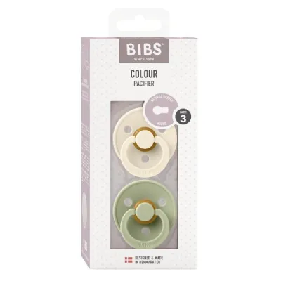 Bibs Color Latex Round 12-18M Ivory Sage 2 հատ