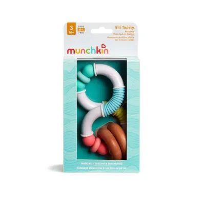 MUNCHKIN Sili Twisty Teething Ring Wood & Silicone 3M+