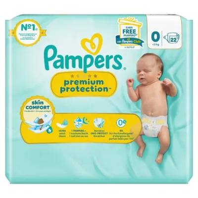 PAMPERS PREM PROT NB尺寸0 <3kg MIC单包22件