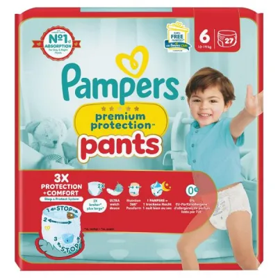 PAMPERS PREM PROT裤子尺寸6 13-19千克超大包27件