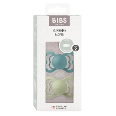 Bibs Supreme Silic Symm 6-12m ISL Sea Sage 2 Stk