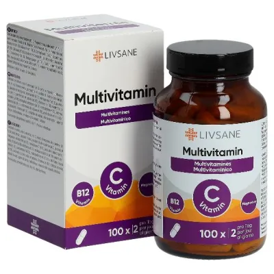 Livsane Multvitamin Capsules זכוכית 100 חתיכות