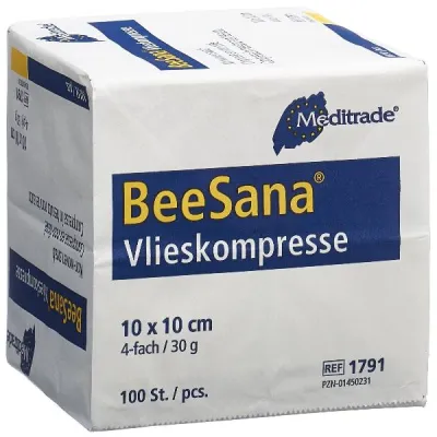 BEESANA Fleece Compress 10x10cm 30g/m2 4f 100 pcs